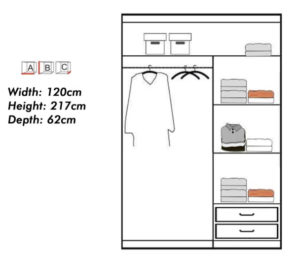 Lyon High Gloss Wardrobe - Image 2