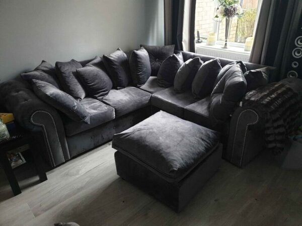 Ashwin Grey Velvet Sofa Set