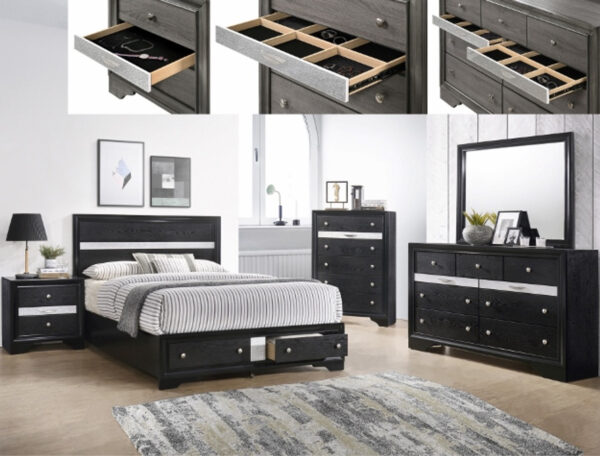 Queen Black Bedroom Set - Image 2