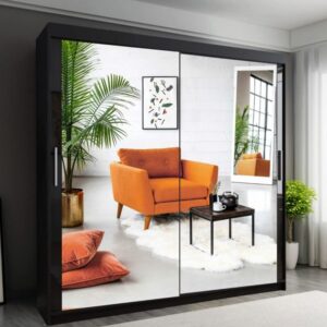 R-Houston Black Sliding Wardrobe