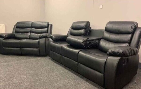 R-Chicago Black Recliner Sofa 3+2 - Image 2